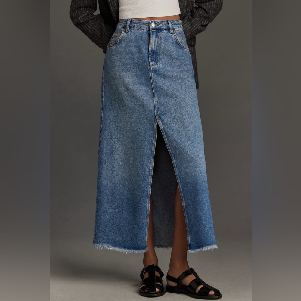 Anthropologie Pilcro The Madi Front-Slit Denim Skirt 14 NWT